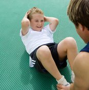 The bent-knee crunch is a suitable starting point for an ab strengthening program.