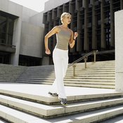Use those stairs to lengthen your calves.