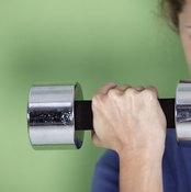 For more toning, use medium-weight dumbbells and do more reps; for building muscle, use higher weight and fewer reps.