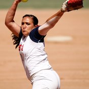 Jordan Taylor of the United States observes fastpitch rules on the way to the 2011 World Cup of Softball title.