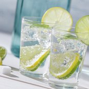 Two glasses of water with lime.