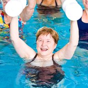 Use pool weights to boost exercise intensity.