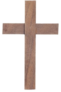 A rough wooden cross is often set out during the Lenten season.