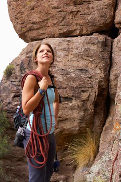 Jupiterimages/Photos.com/Getty Images Numerous sport-specific exercises help you get into top shape for rock climbing.