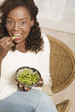 Thinkstock Images/Comstock/Getty Images Edamame is a tasty and nutritious snack.