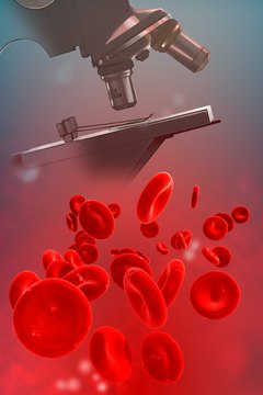 Comstock Images/Comstock/Getty Images The hemoglobin in red blood cells contains iron, which binds with oxygen and transports it throughout the body.