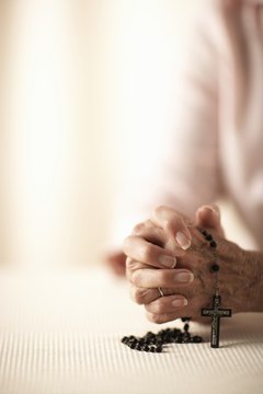 Rosary beads are used during mass and independent prayer.