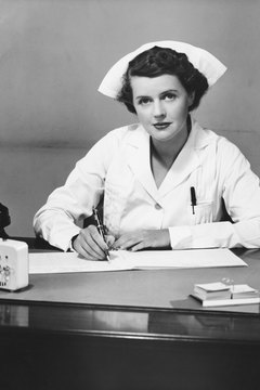 George Marks/Retrofile/Getty Images In the 1960s, a white uniform and cap symbolized a nurse.
