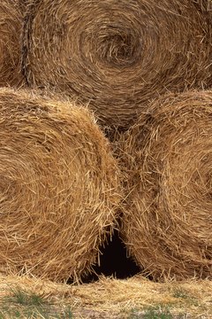 Three bales of hay stacked together