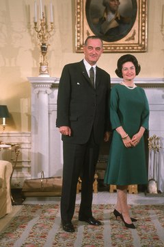 American President Lyndon Johnson and his wife Lady Bird Johnson in the White House, Washington D.C., circa 1966