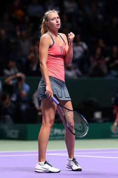 Julian Finney/Getty Images Sport/Getty Images After a victory, Maria Sharapova is ready for her cool down.