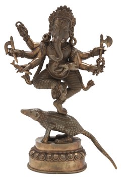 A multi-armed, dancing Ganesh balancing on a rat is considered to be extremely auspicious.