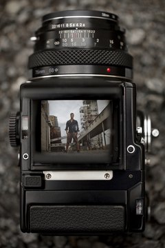 Medium format camera in action