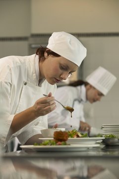 Nick White/Digital Vision/Getty Images Saucing a plate is usually the last step before it's served.