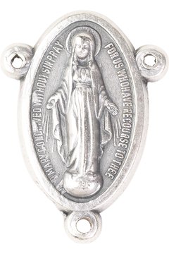 Religious medals are often attached to chains or rosaries.