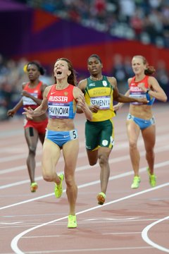 Julia Vynokurova/Getty Images Sport/Getty Images Mariya Savinova runs to Olympic glory in London.