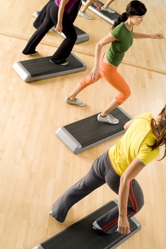 IT Stock/Polka Dot/Getty Images Work on mood, muscles and get your cardio with step aerobics.