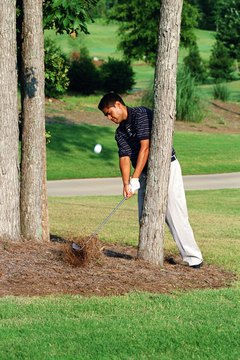 A lob wedge utilizes a very shallow club face, allowing for full swings even when close to the green, with the ball traveling very high instead of very far.