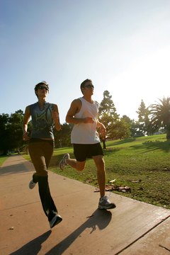 Goodshoot/Goodshoot/Getty Images Jogging works a number of lower-body muscles.