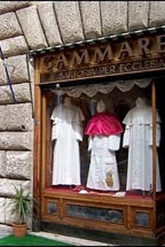 The storefront of Gammarelli in Rome, tailor to the pope.