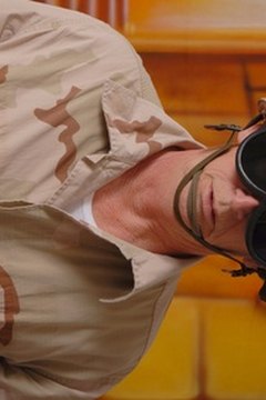 Army helmets are often combined with goggles.