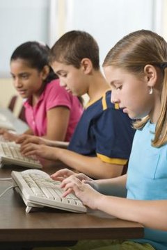 Children at computer stations