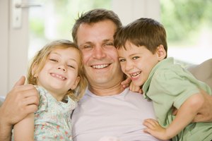 Portrait of father and children