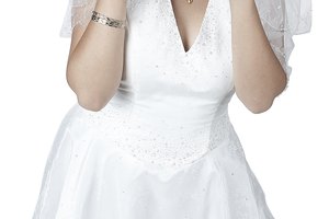 Young Woman in Wedding Dress Crying