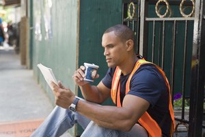 Construction worker reading