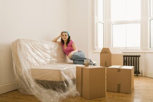 Woman relaxing in new home