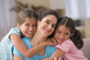 Portrait of mother with two daughters