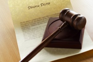 Close-up of divorce decree document and gavel