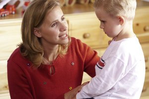 Mother talking to son