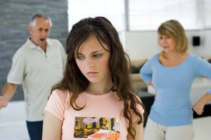 Daughter with her unhappy parents