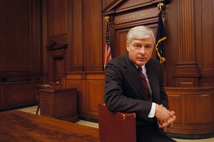 Lawyer in courtroom