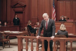 Lawyer in courtroom