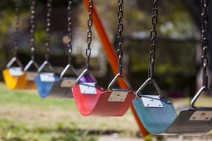 Empty colorful swings at the park