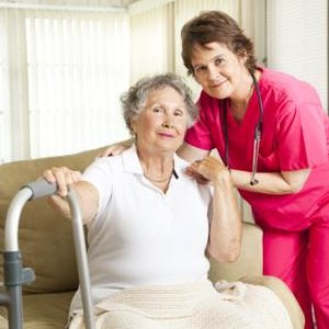 An in-home nurse with her patient.