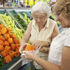 Women gathering produce