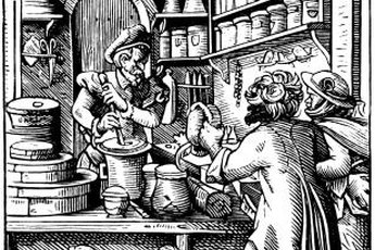 Pharmacists' and druggists' duties descend from medieval and colonial apothecaries.