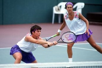 Winning doubles teams are able to control the net.