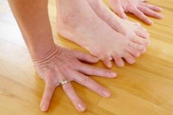 Standing forward bends stretch the plantar fascia.