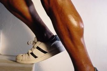 Build defined calf muscles wearing ankle weights for cardio.