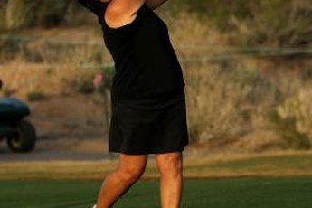 Hall of Fame member Nancy Lopez demonstrates firing her hips to a solid finish.