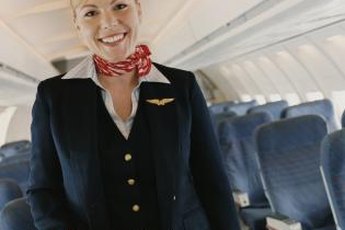 Flight attendants stay active.