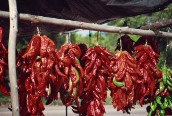 peppers dry string hot hanging chili fresh freeze storage harvest sun getty warm anaheim them room comstock jupiterimages