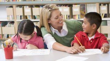 Student and teacher talking.