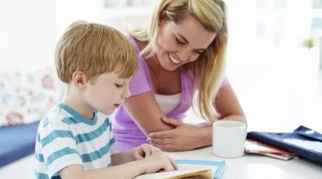 A mother reads with her child.