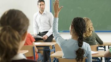 A teacher instructing students in a classroom