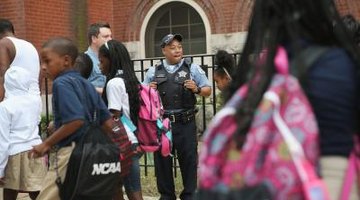 Police in front of a school